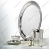 Hammered Border Circular Silver Dinner Thali Set