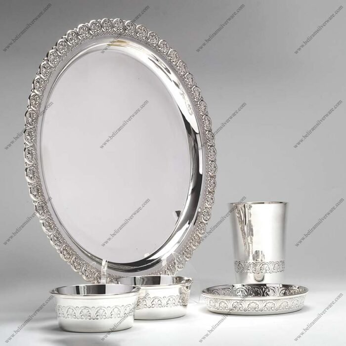 Intricate Design Silver Thali Set