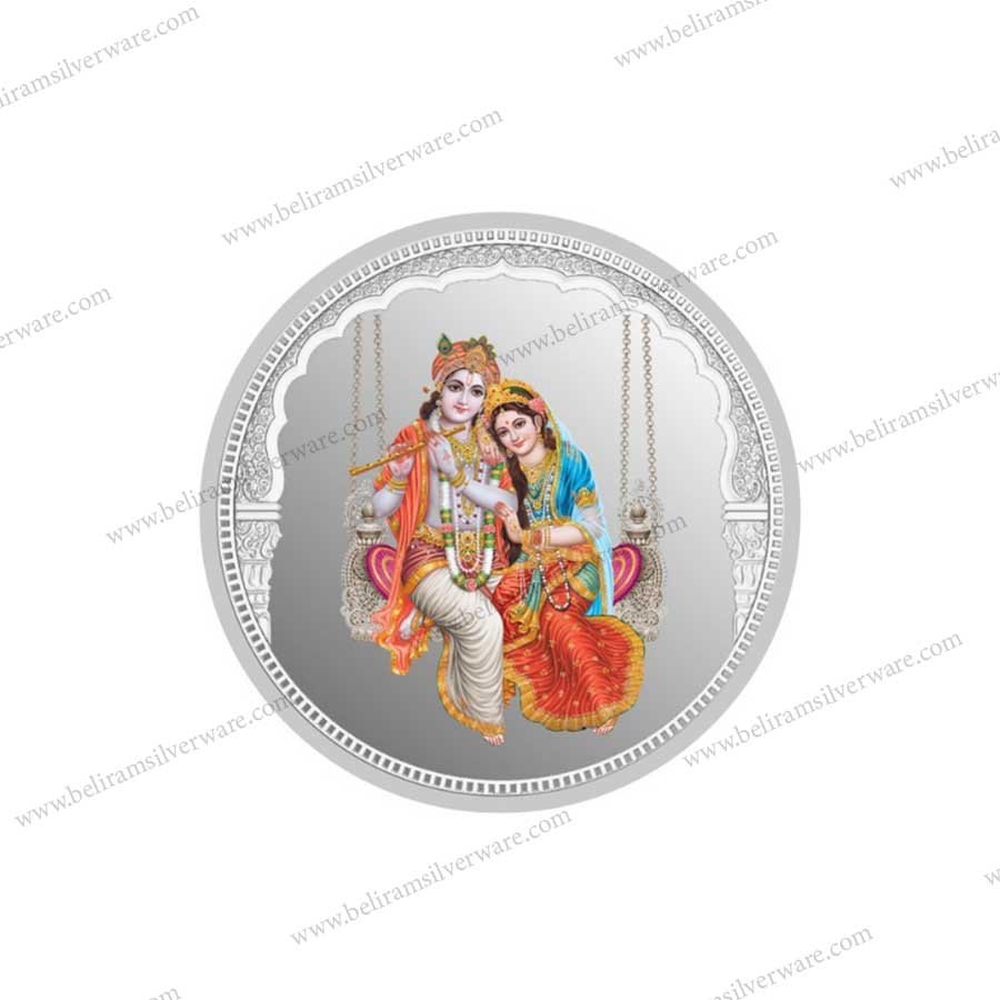 Radha Krishna Oval Silver Coin