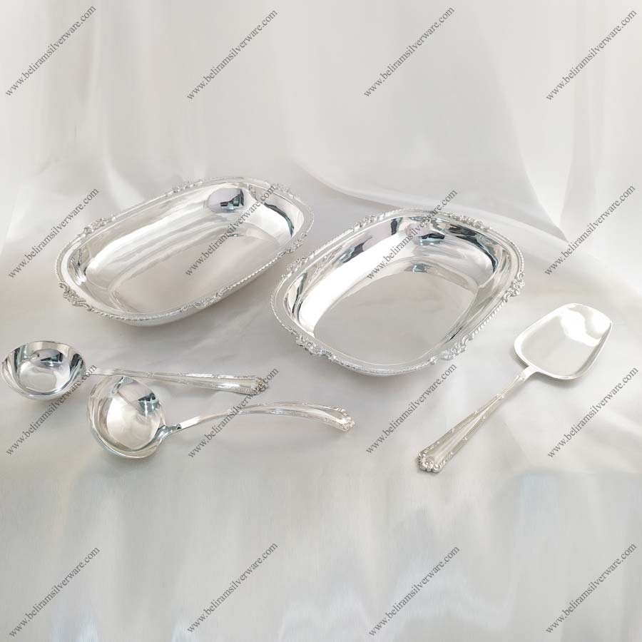 Braided Border Elegant Silver Dish Set