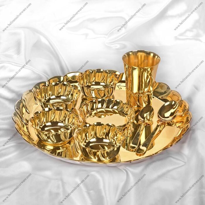 Scalloped Gold Plated Dinner Set