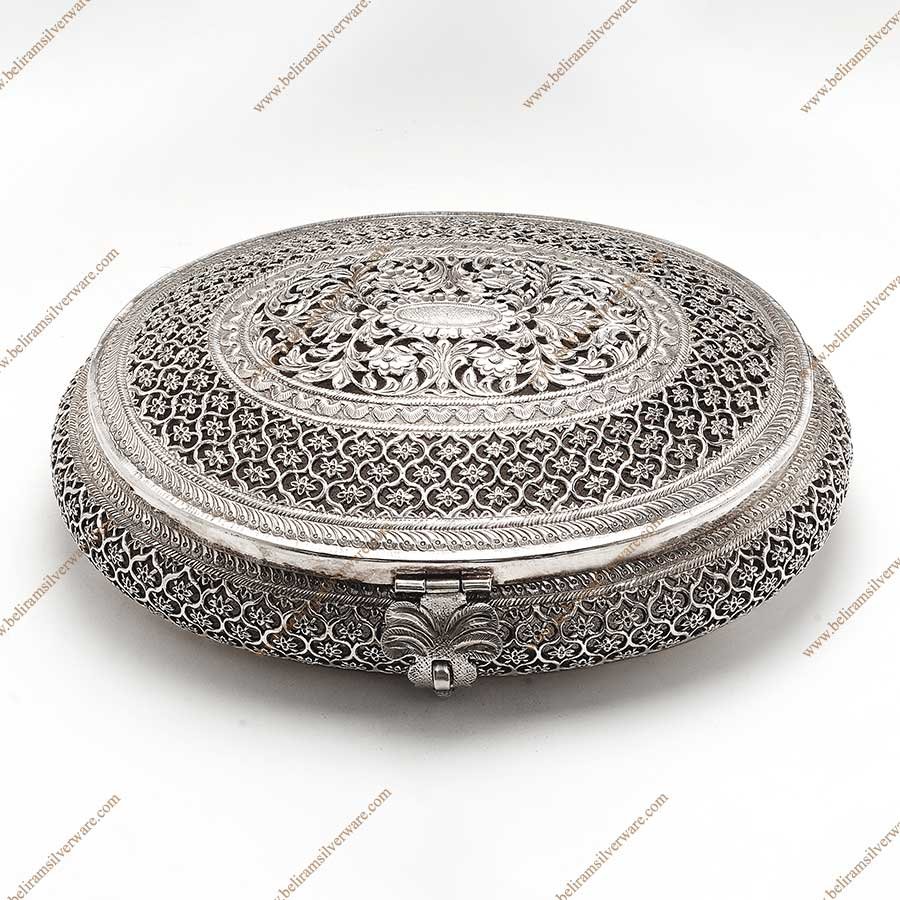 Flower Jali Design Silver Box