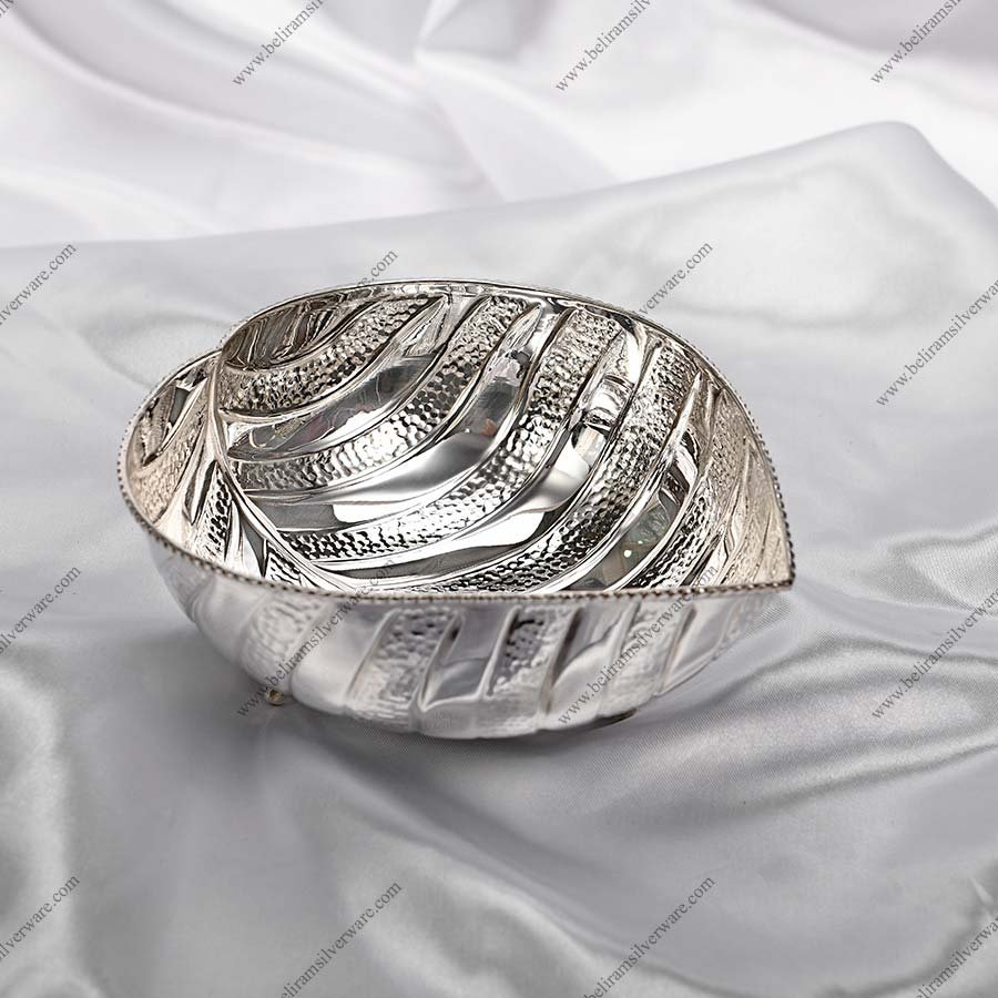 Leaf Design Silver Bowl