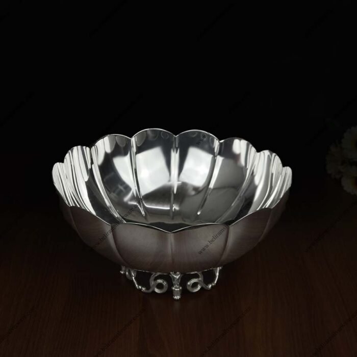 Scalloped Edge Fluted Silver Bowl