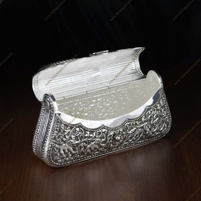 Buy Anekaant Dangle Gold & Silver Faux Silk Embellished Purse Clutch Online