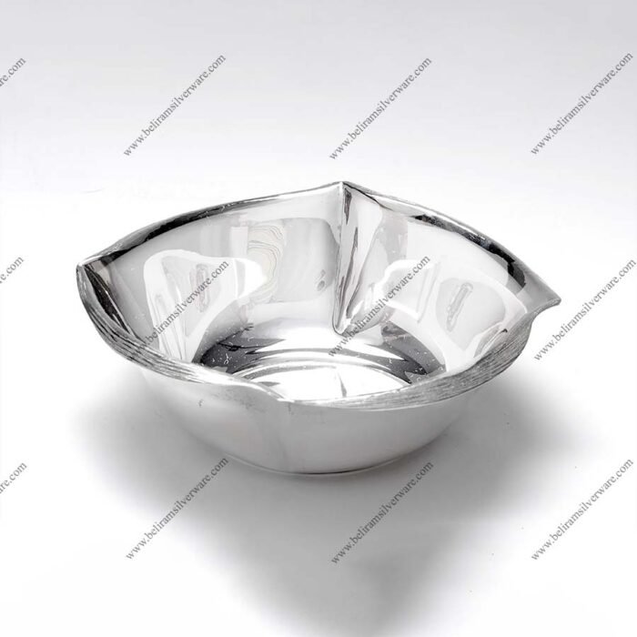 Textured Rim Silver Bowl