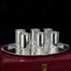 Glossy Finish 100 Tunch Silver Glasses With Tray Set