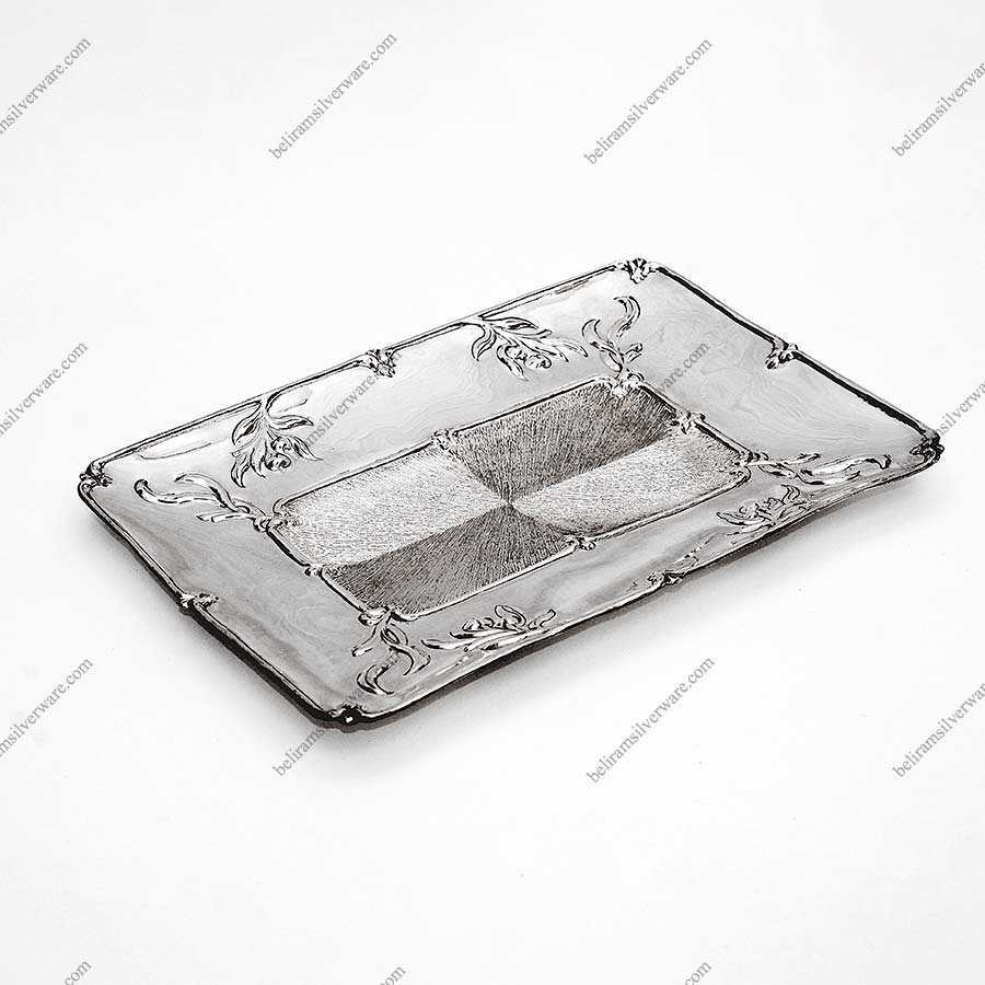 Flower Motif Silver Platter