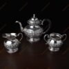 Pebbles Design Beaded Rim Silver Tea Set