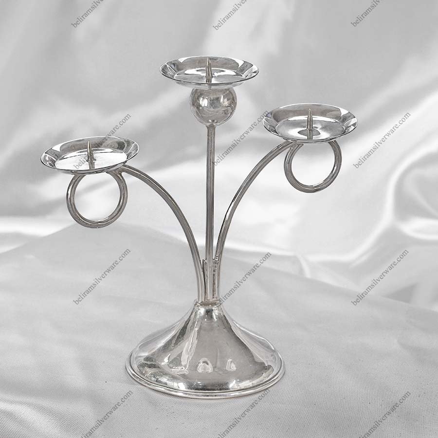 3 Arms Silver Candle Stand