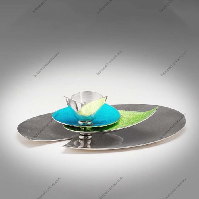 Multi-colored Petals Silver Candle Stand