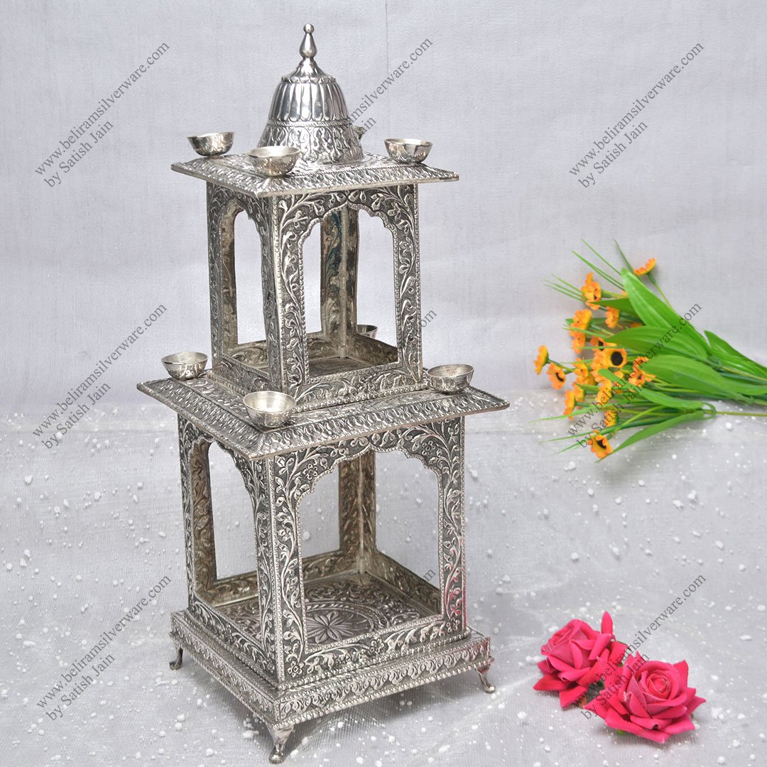 Two Tier Four Diyas Hatri • Beliram Silverware