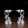 Nakshi Carved Elephant Silver Diya (Set Of 2)