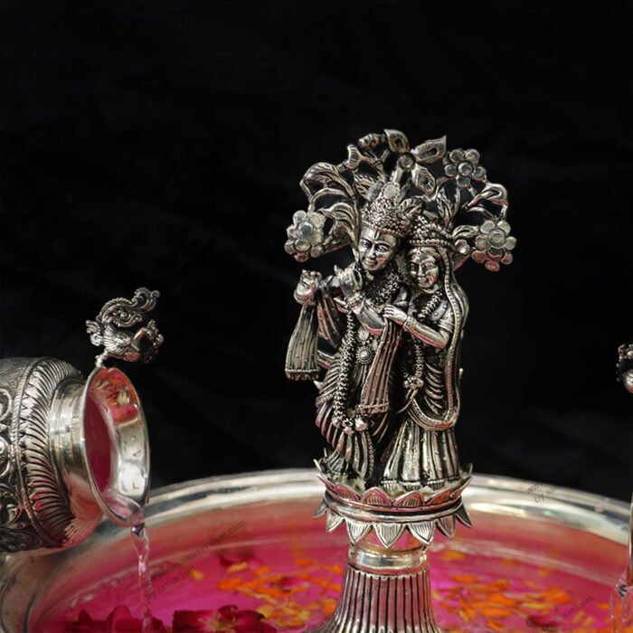 Radha Krishan Fountain Silver Centerpiece