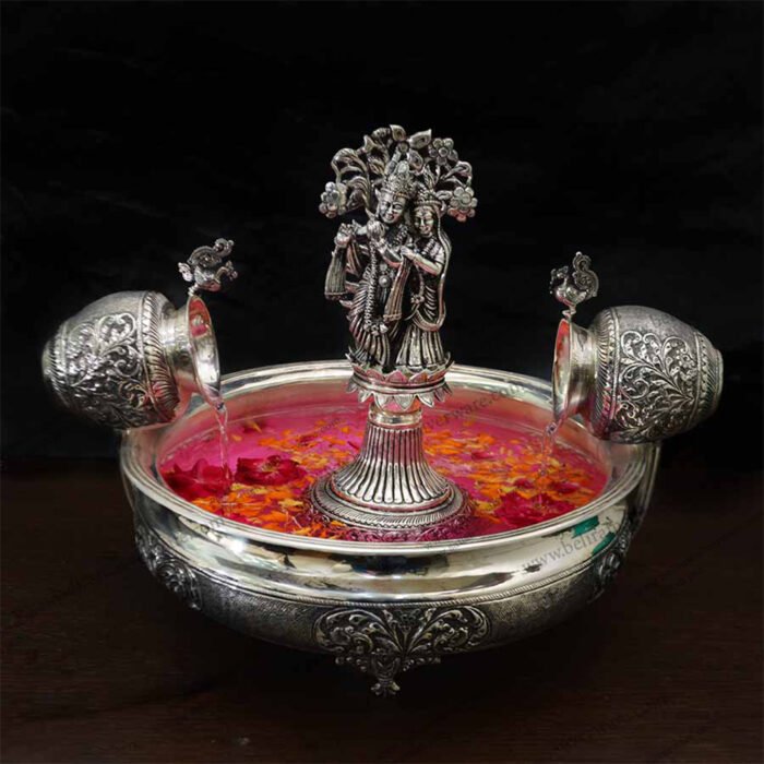 Radha Krishan Fountain Silver Centerpiece