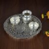 Nakshi Peacock Engraving Silver Puja Thali Set