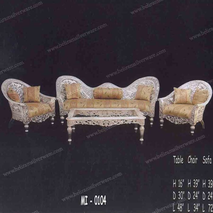 Victorian Style 5 Seater Silver Sofa Set