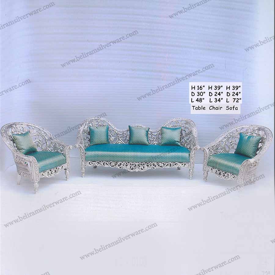 Cutwork Design 5 Seater Silver Sofa Set • Beliram Silverware