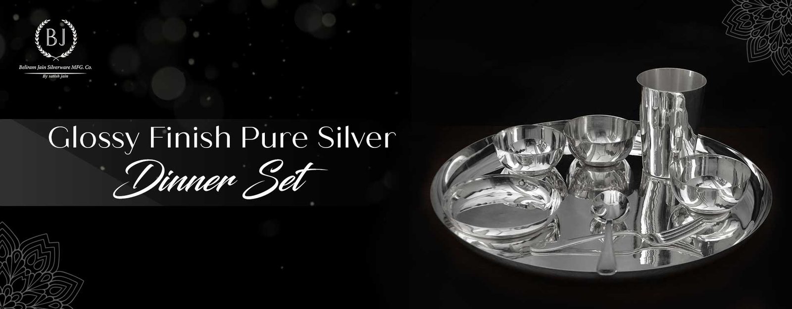 Glossy Finish Pure Silver Dinner Set