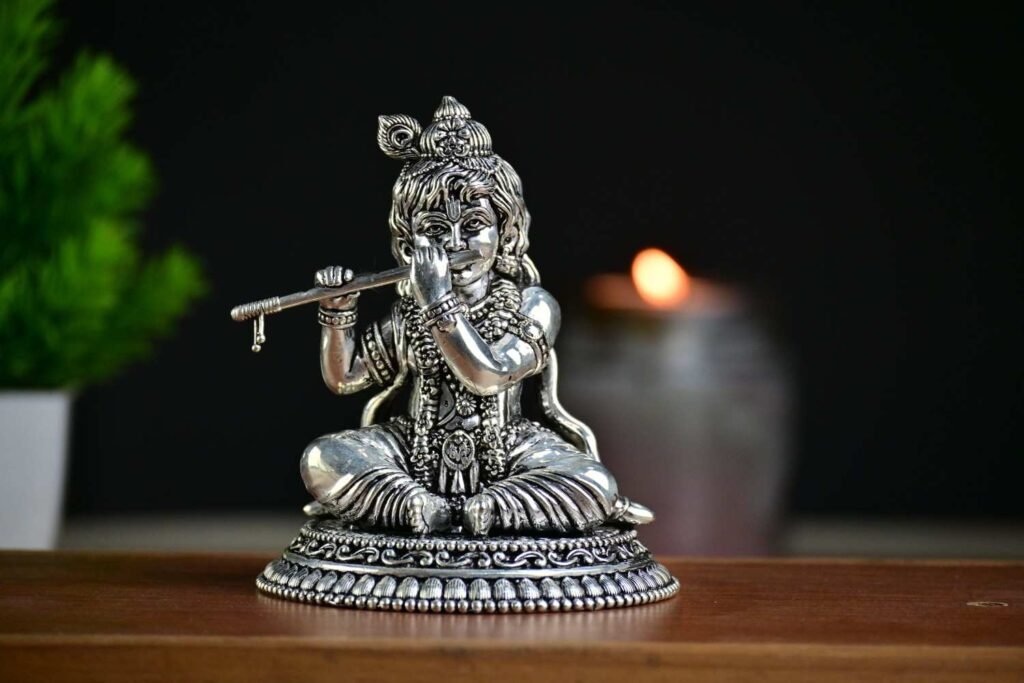 Lord Krishna Pure Silver Idol
